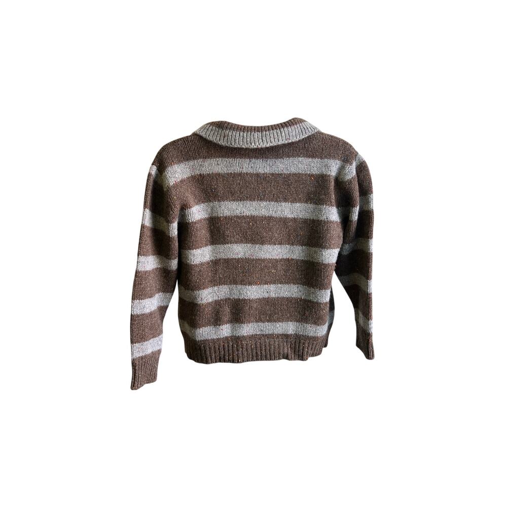 🧶 Vintage Raemar 100% Wool Sweater SZ S Brown Gray Stripe Made Taiwan R.O.C. - Picture 3 of 4